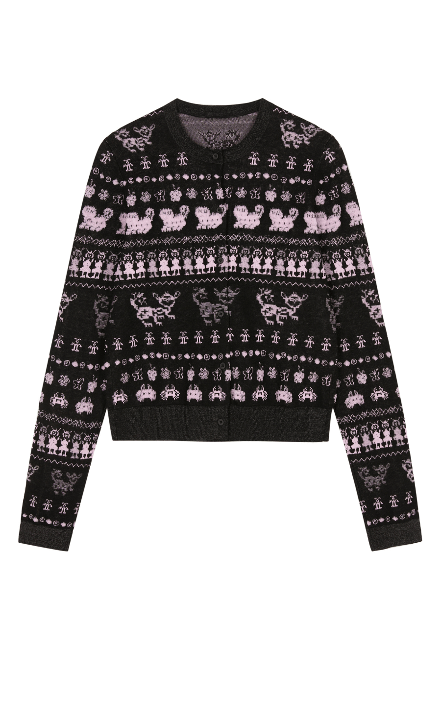 Sweater / JNBY Intarsia-Knitted Crew-Neck Cardigan