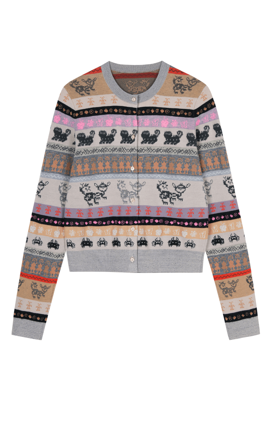 Sweater / JNBY Intarsia-Knitted Crew-Neck Cardigan