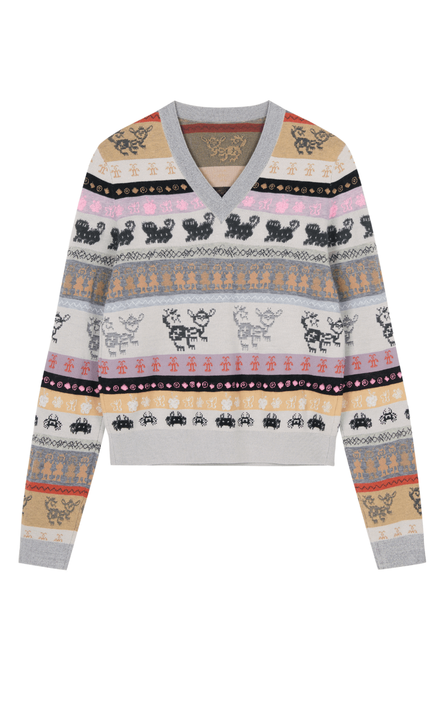 Sweater / JNBY Intarsia-Knitted V-Neck Jumper