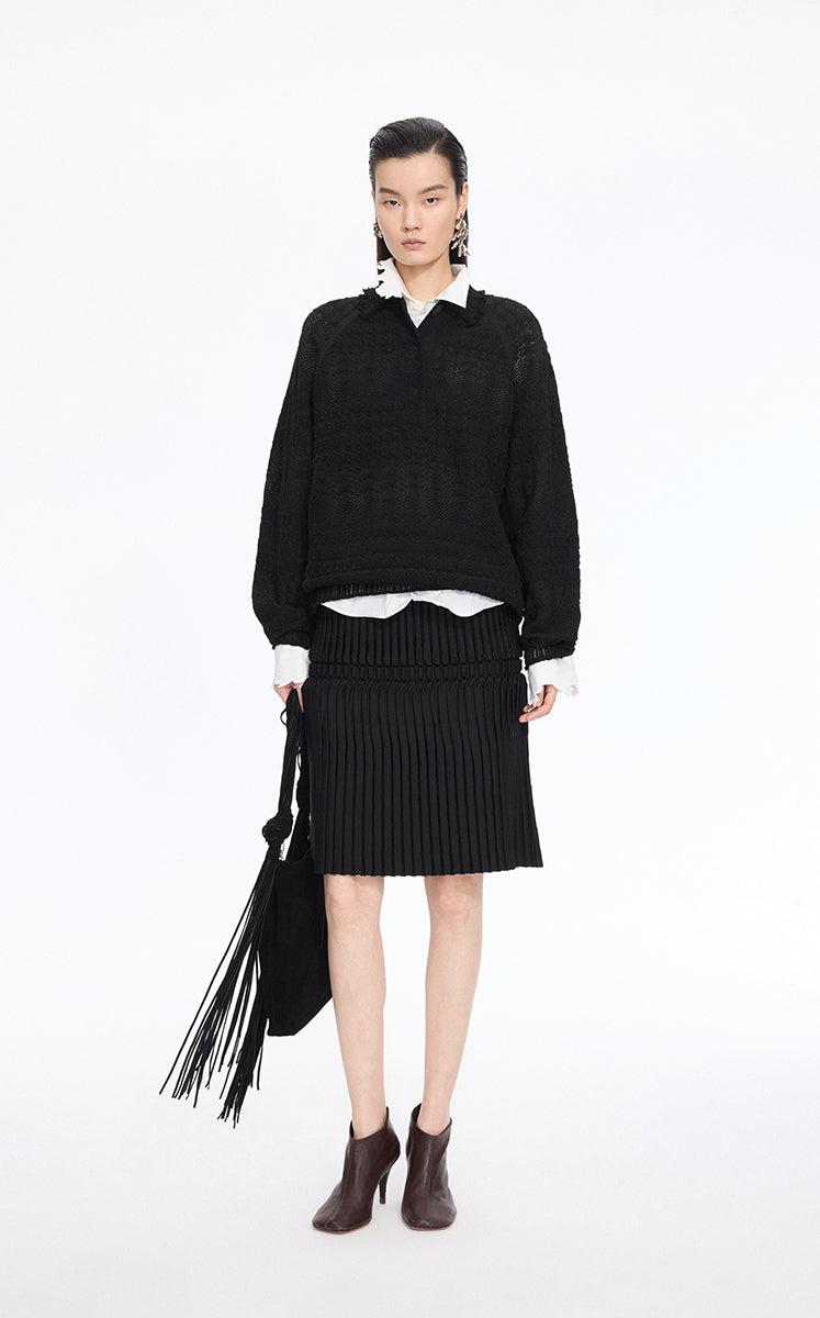 Sweater / JNBY Jacquard Raglan Cotton Blend Sweater