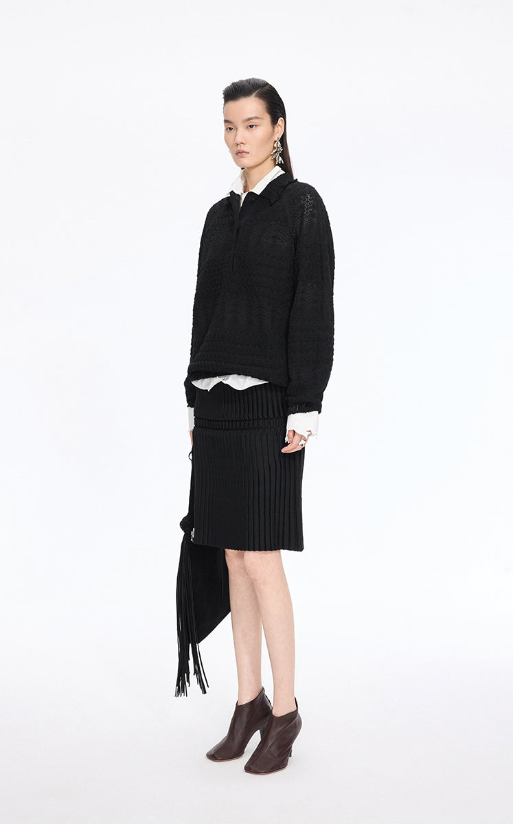 Sweater / JNBY Jacquard Raglan Cotton Blend Sweater