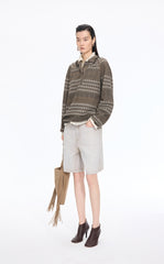 Sweater / JNBY Jacquard Raglan Cotton Blend Sweater