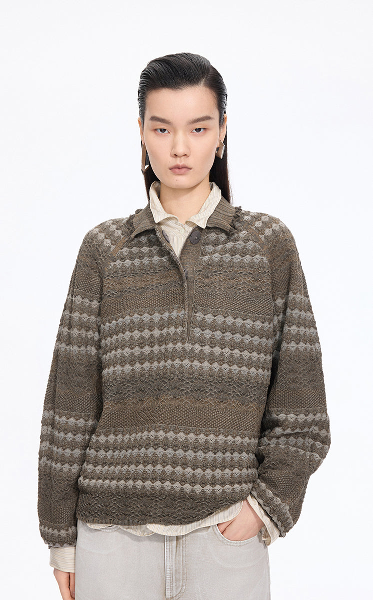 Sweater / JNBY Jacquard Raglan Cotton Blend Sweater