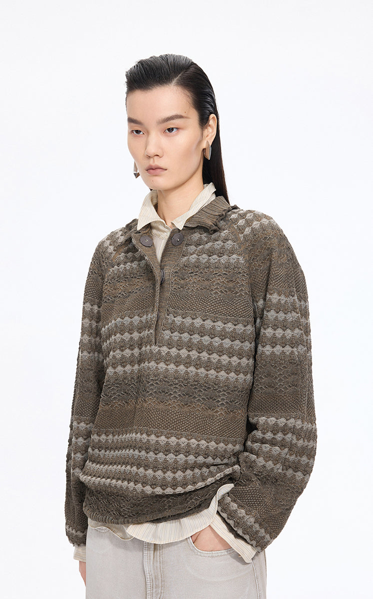 Sweater / JNBY Jacquard Raglan Cotton Blend Sweater
