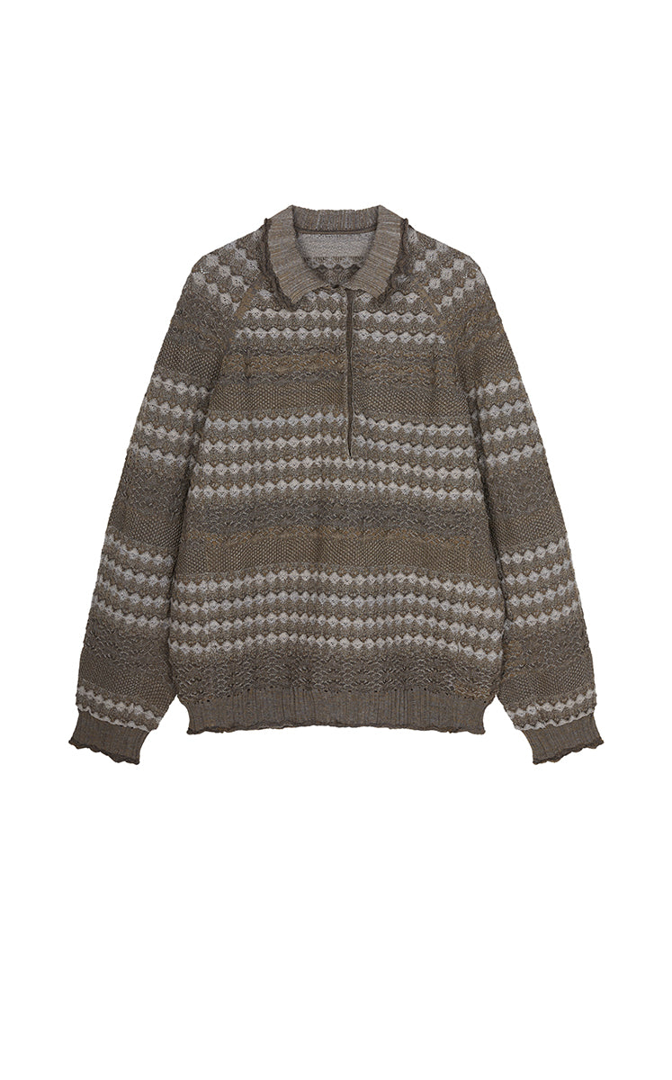 Sweater / JNBY Jacquard Raglan Cotton Blend Sweater