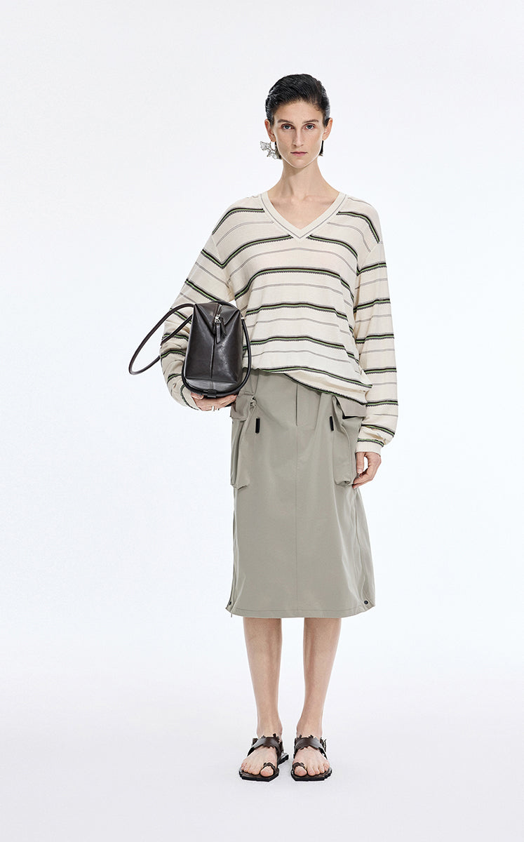 Sweater / JNBY Lightweight Cotton Blend V-Neck Pullover