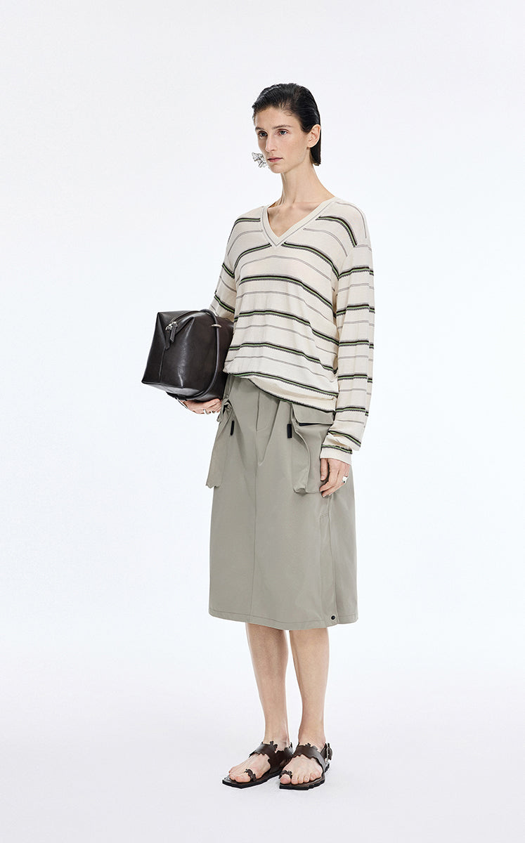 Sweater / JNBY Lightweight Cotton Blend V-Neck Pullover