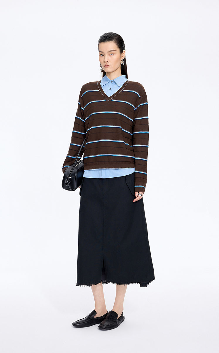 Sweater / JNBY Lightweight Cotton Blend V-Neck Pullover