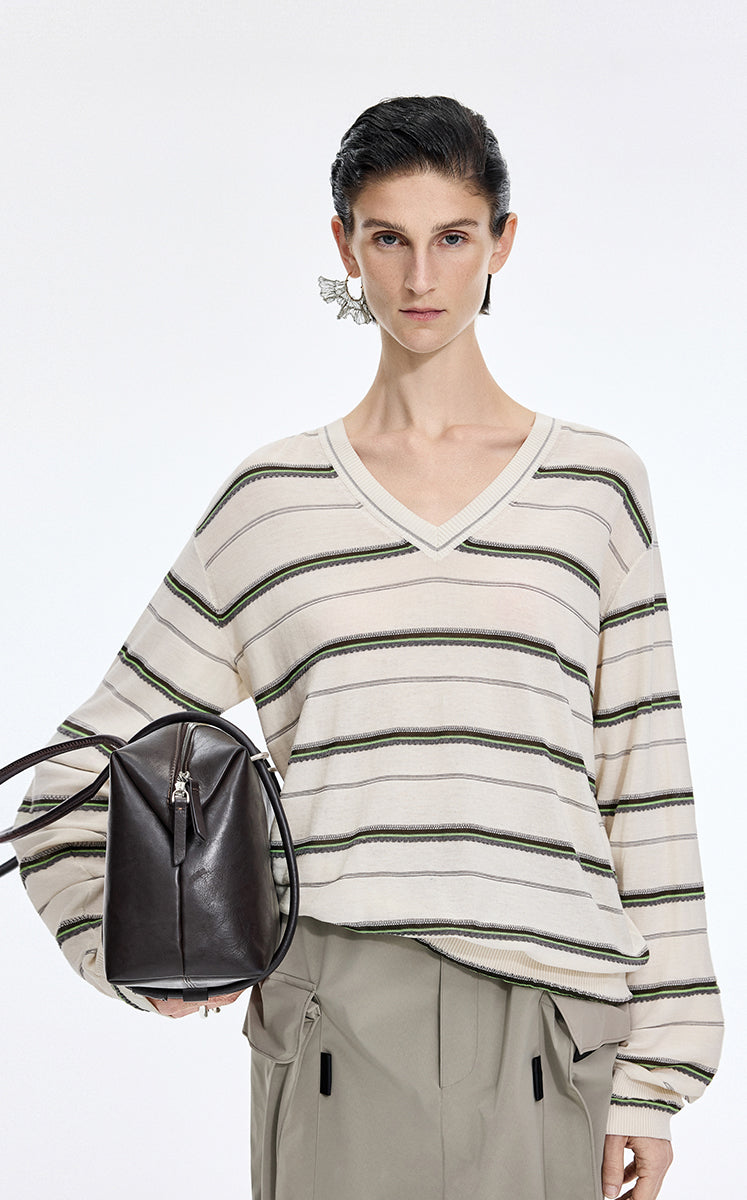 Sweater / JNBY Lightweight Cotton Blend V-Neck Pullover