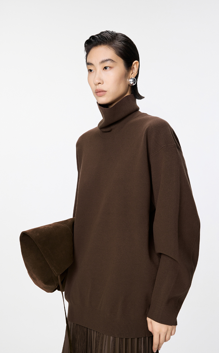 Sweater / JNBY Luxe Ribbed Wool Turtleneck Sweater