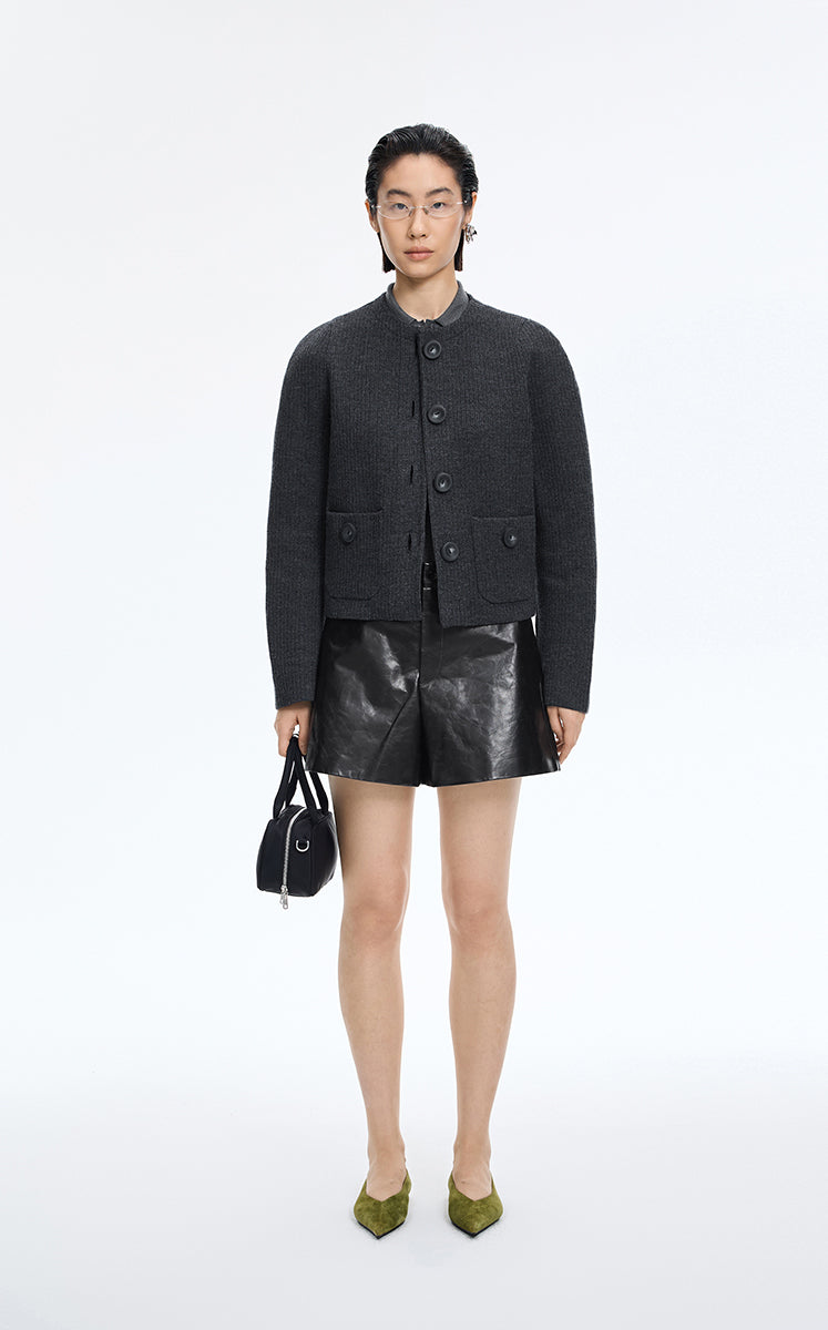 Sweater / JNBY Merino Wool Blend Cropped Cardigan