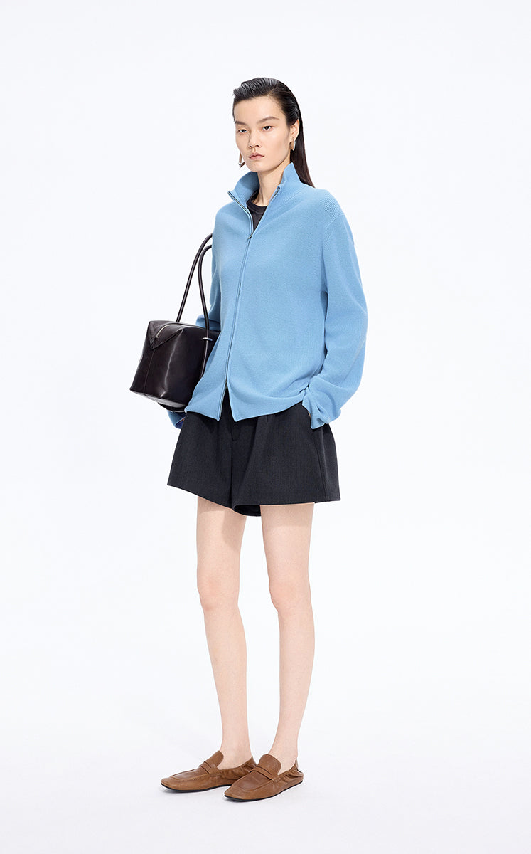 Sweater / JNBY Merino Wool Zip-Stand Pullover