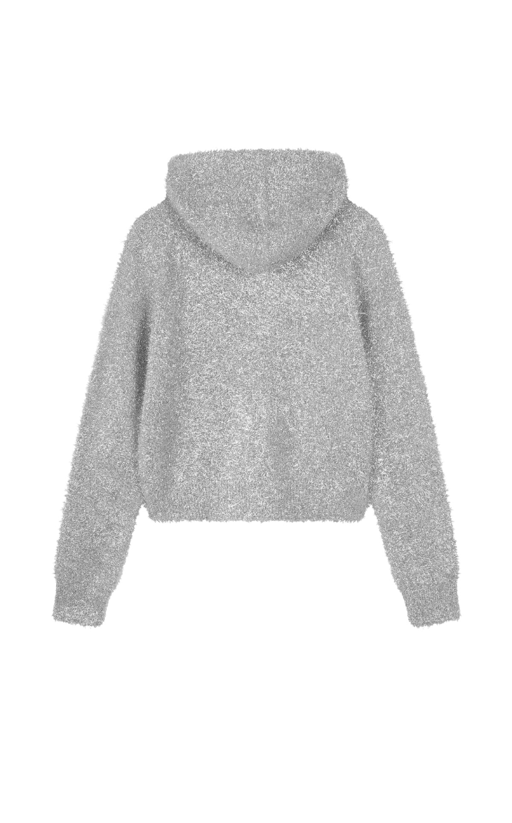 Sweater / JNBY Metallic-Thread Hooded Zip-Closure Cardigan