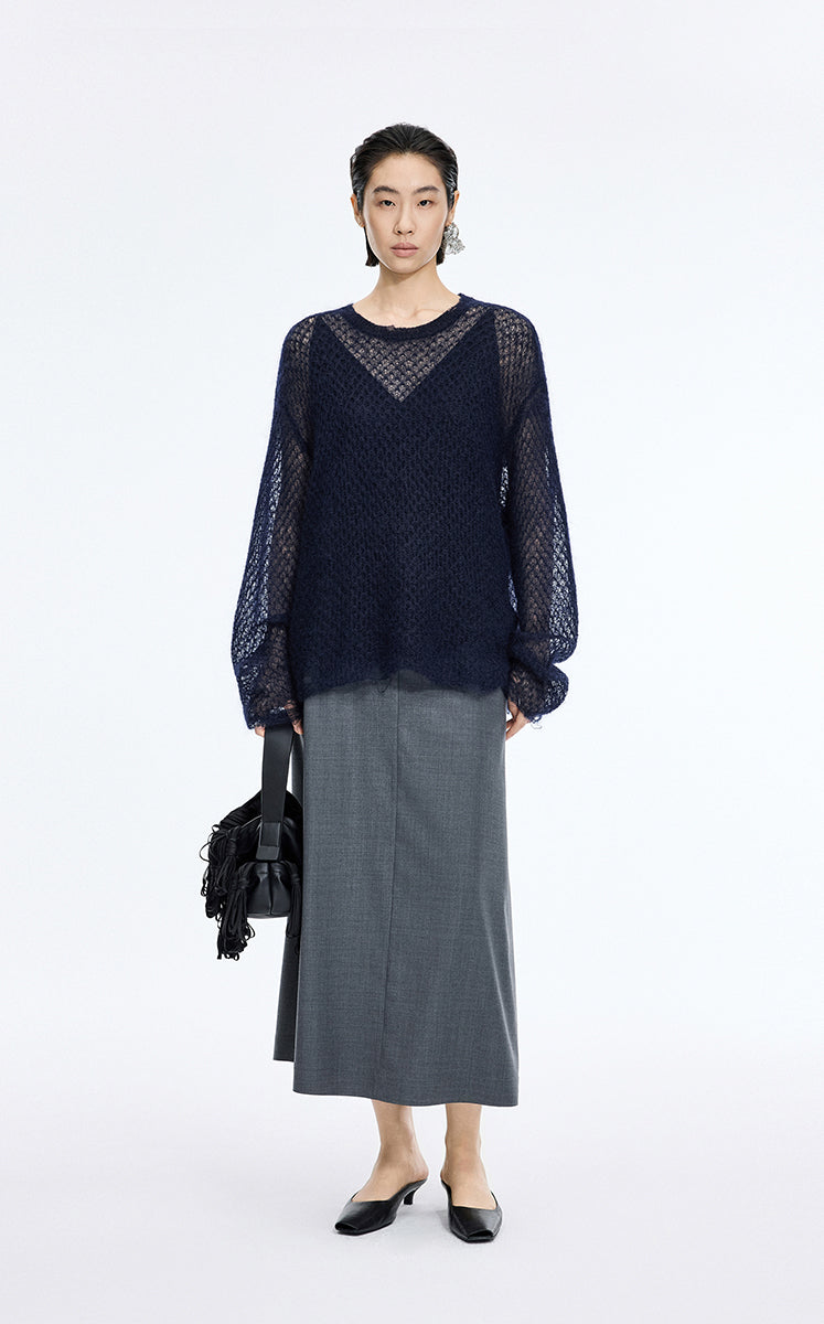 Sweater / JNBY Mohair Oversized Long Sleeve Pullover