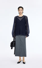 Sweater / JNBY Mohair Oversized Long Sleeve Pullover