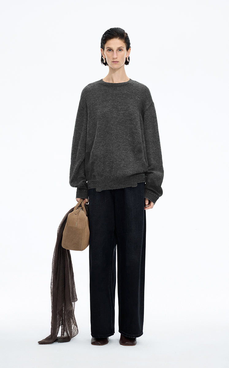 Sweater / JNBY  Oversized Knitted Denim Panel Pullover