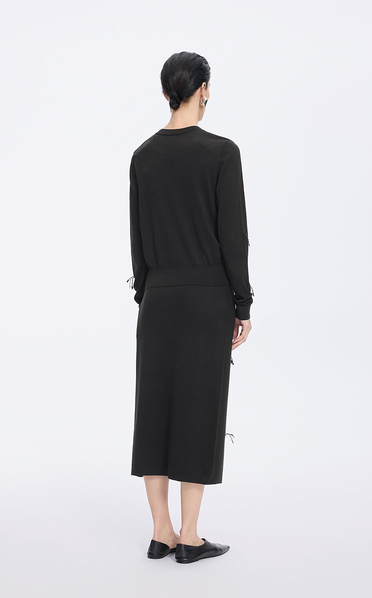 Sweater / JNBY Silk-Cotton Blend Floral Fringe Cardigan