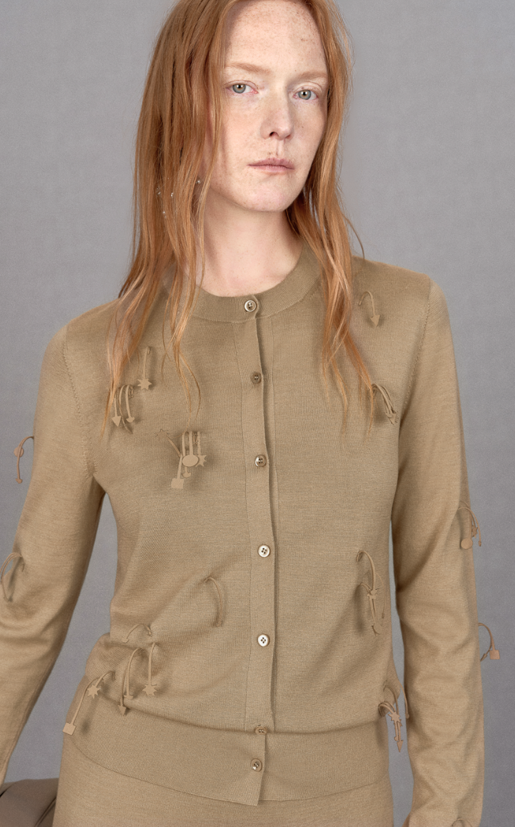 Sweater / JNBY Silk-Cotton Blend Floral Fringe Cardigan