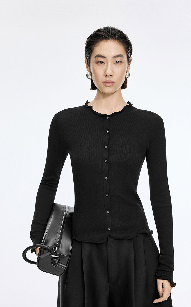 Sweater / JNBY Slim X-Shape Wool Cardigan