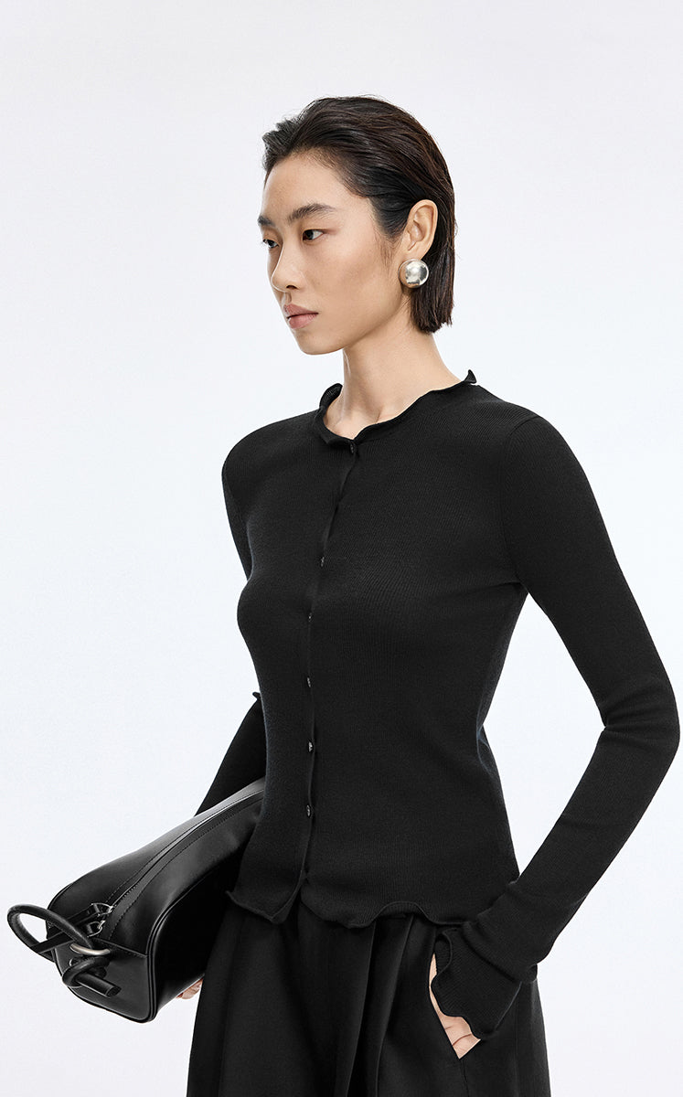 Sweater / JNBY Slim X-Shape Wool Cardigan