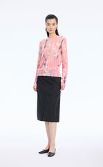 Sweater / JNBY T-Shape Floral Print Mohair Blend Cardigan