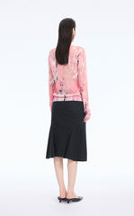 Sweater / JNBY T-Shape Floral Print Mohair Blend Cardigan