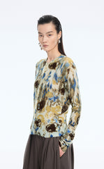 Sweater / JNBY T-Shape Floral Print Mohair Blend Cardigan