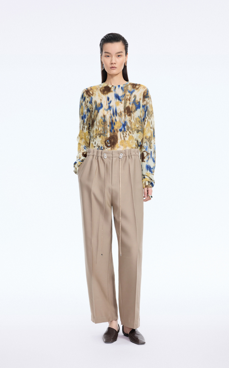 Sweater / JNBY T-Shape Floral Print Mohair Blend Pullover