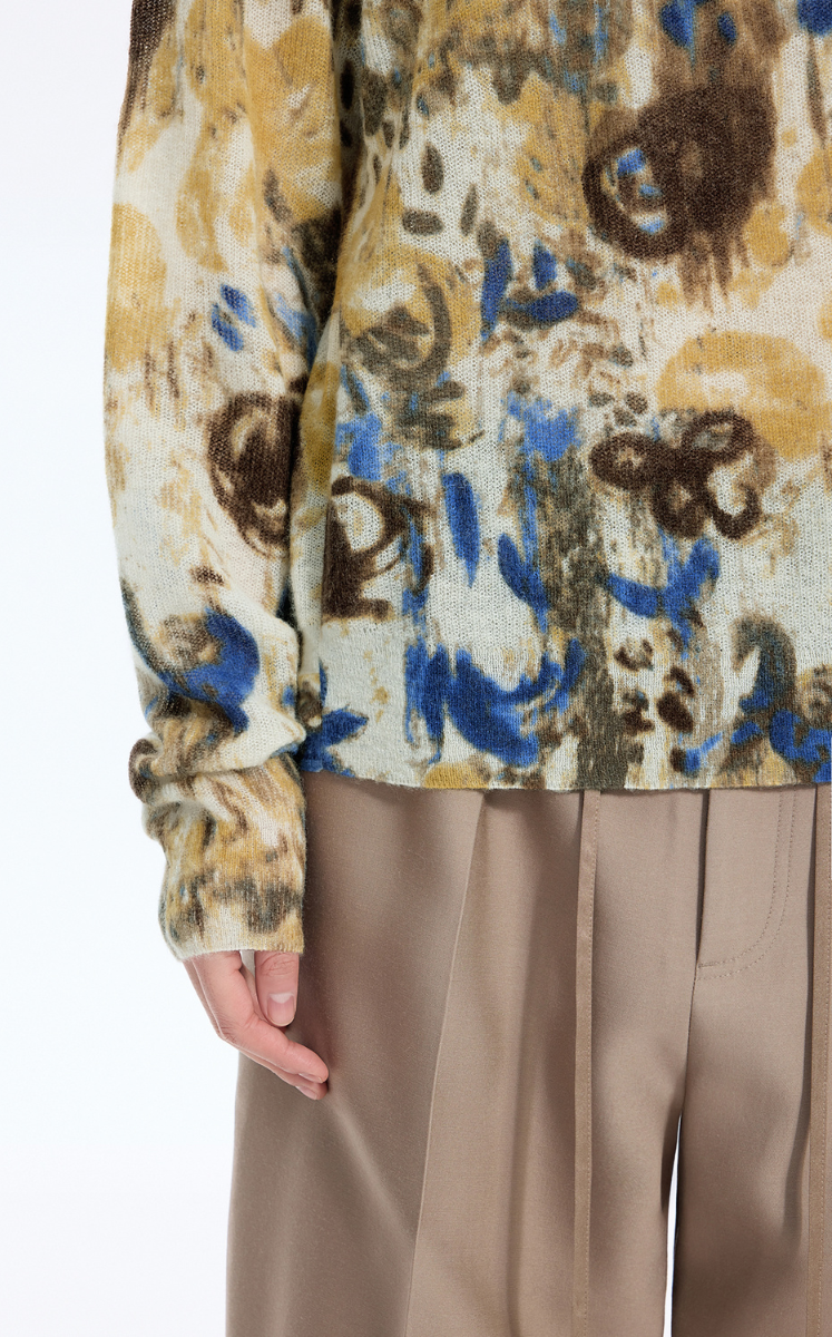 Sweater / JNBY T-Shape Floral Print Mohair Blend Pullover