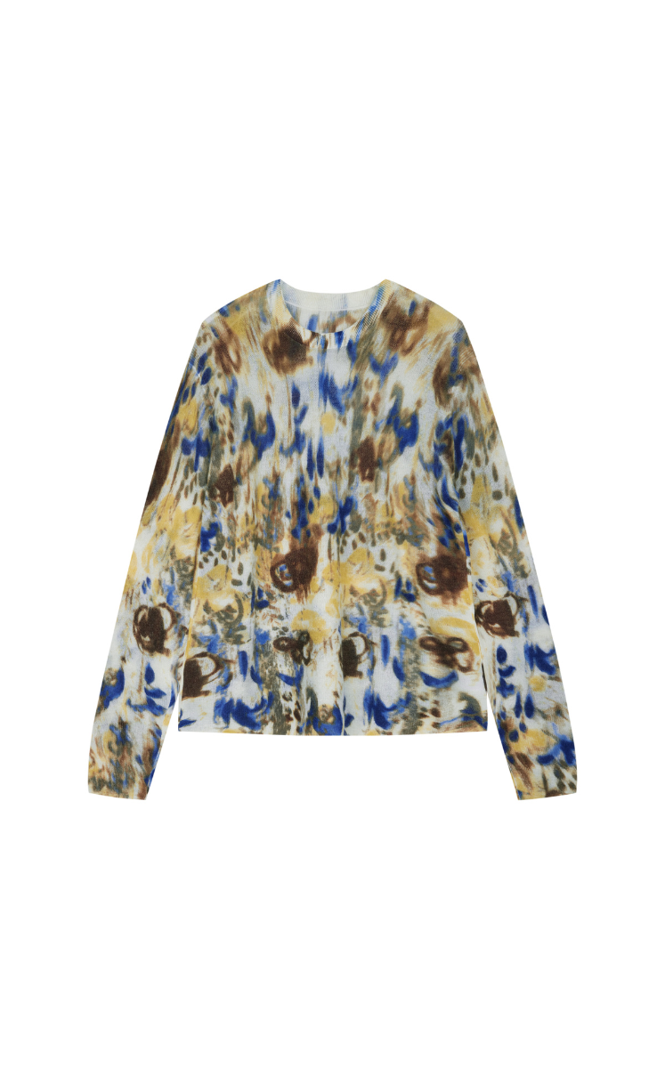 Sweater / JNBY T-Shape Floral Print Mohair Blend Pullover