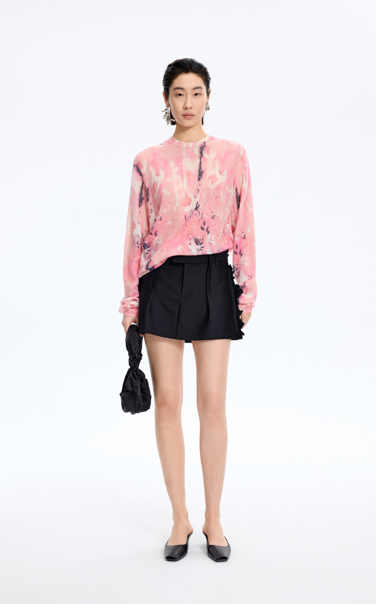 Sweater / JNBY T-Shape Floral Print Mohair Blend Pullover