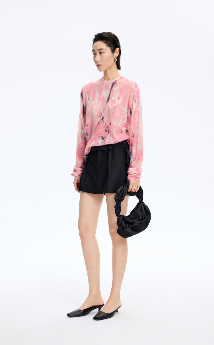 Sweater / JNBY T-Shape Floral Print Mohair Blend Pullover