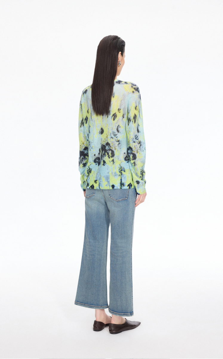 Sweater / JNBY T-Shape Floral Print Mohair Blend Pullover