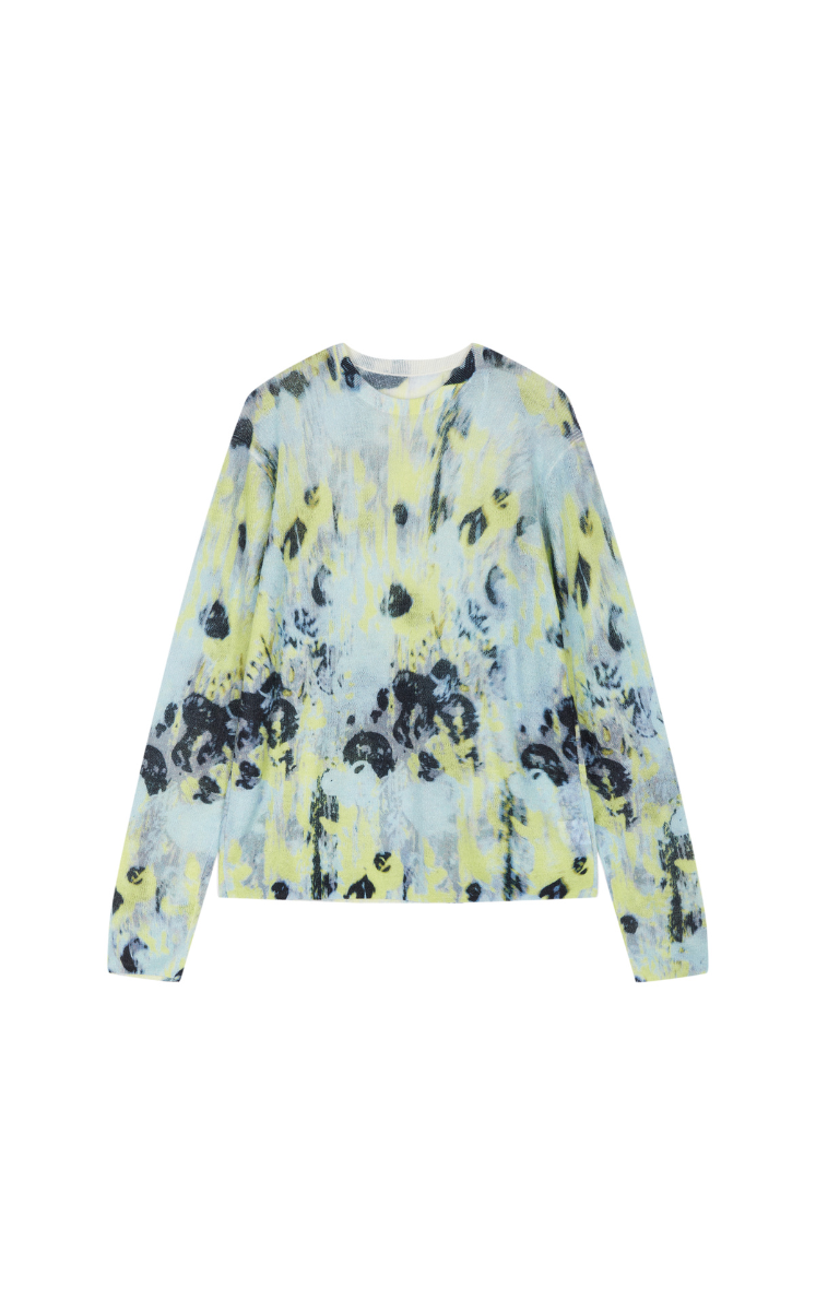 Sweater / JNBY T-Shape Floral Print Mohair Blend Pullover