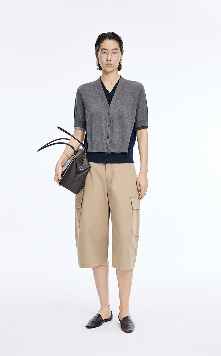 Sweater / JNBY V-Neck layered Mid-Length Cardigan