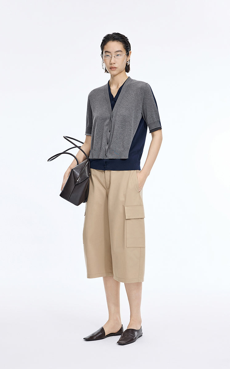 Sweater / JNBY V-Neck layered Mid-Length Cardigan