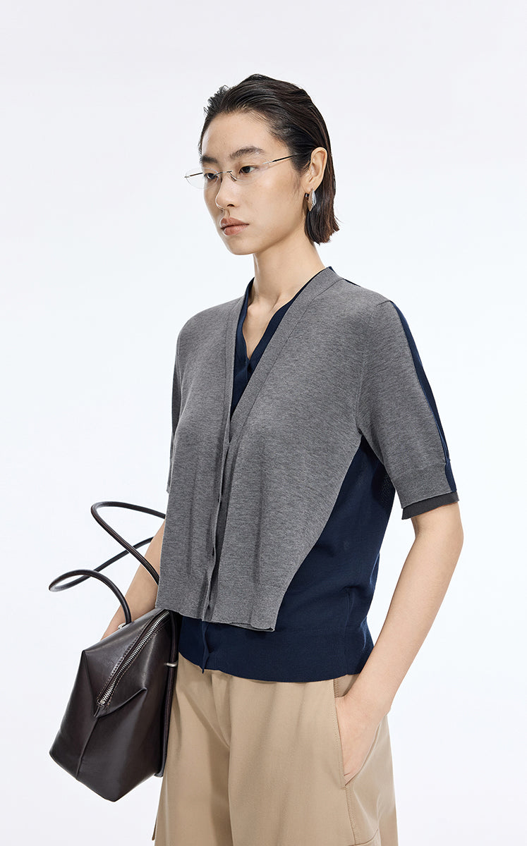 Sweater / JNBY V-Neck layered Mid-Length Cardigan