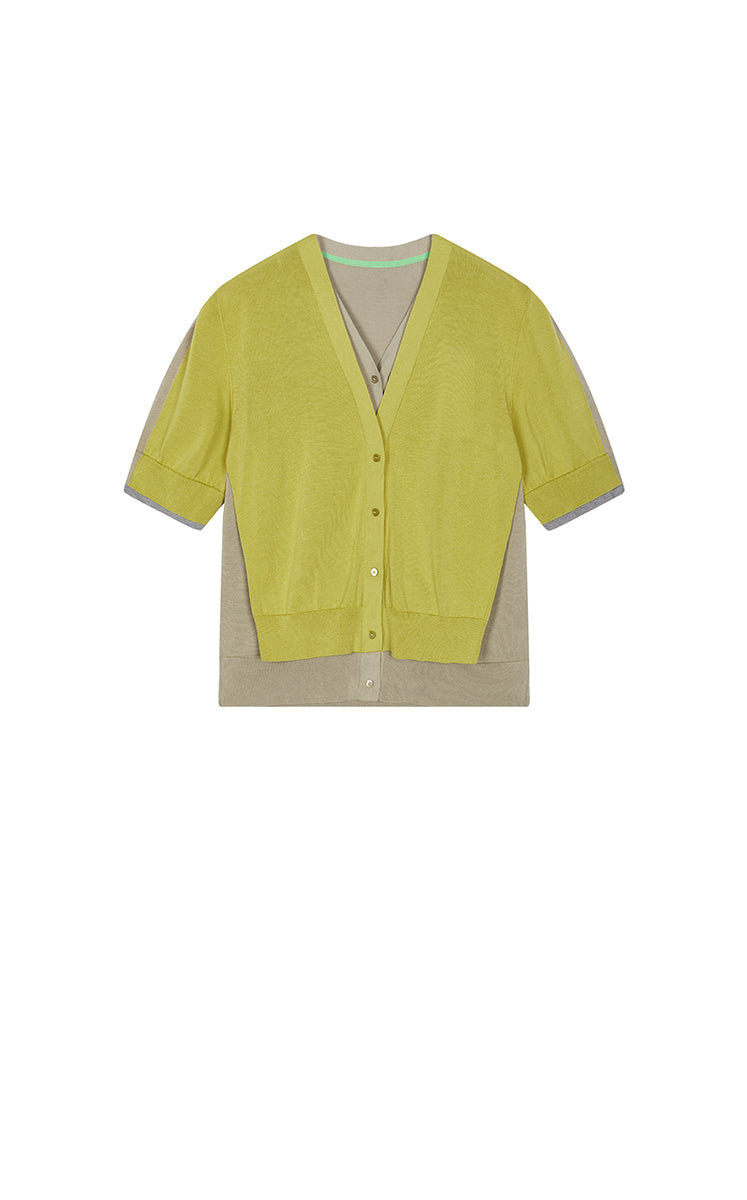 Sweater / JNBY V-Neck layered Mid-Length Cardigan