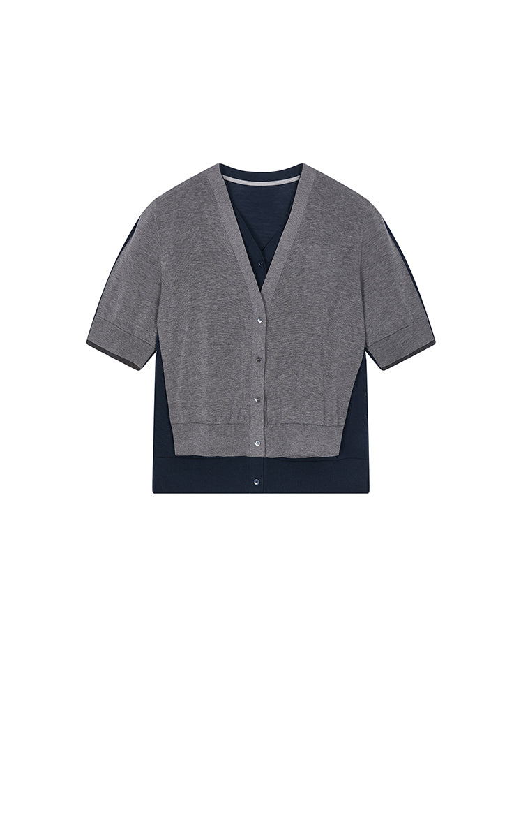 Sweater / JNBY V-Neck layered Mid-Length Cardigan