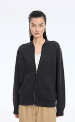 Sweater / JNBY Wool-Blend Collarless Zip Cardigan