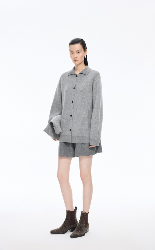 Sweater / JNBY Wool-Cashmere Blend Petite Lapel Cardigan