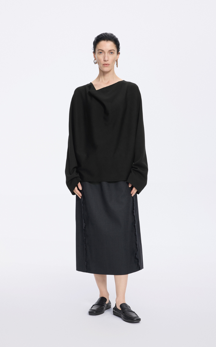 Sweater / JNBY Wool Blend Loose Pullover with Back Detail