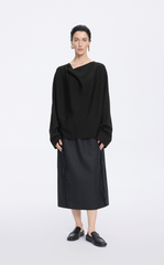 Sweater / JNBY Wool Blend Loose Pullover with Back Detail