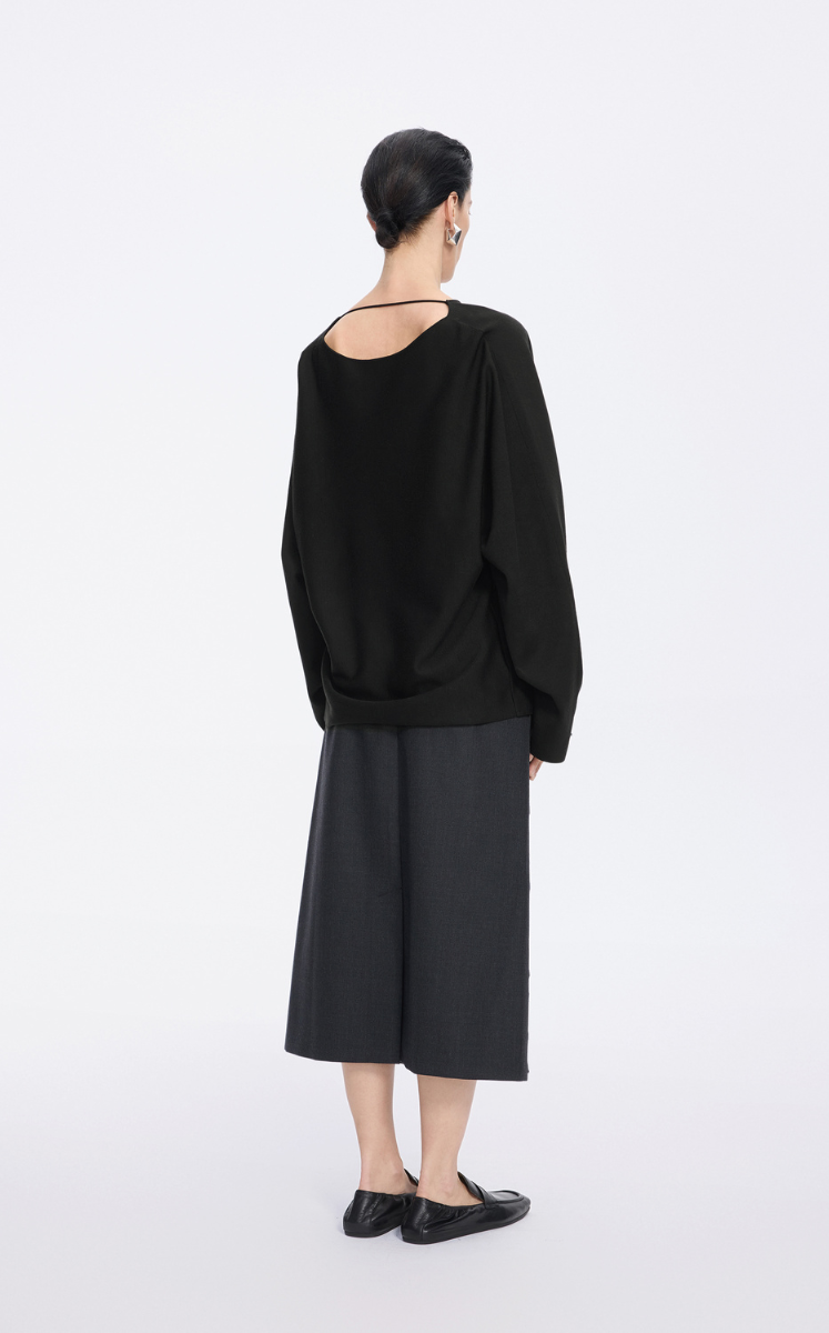 Sweater / JNBY Wool Blend Loose Pullover with Back Detail