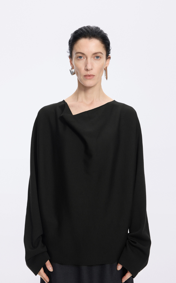 Sweater / JNBY Wool Blend Loose Pullover with Back Detail