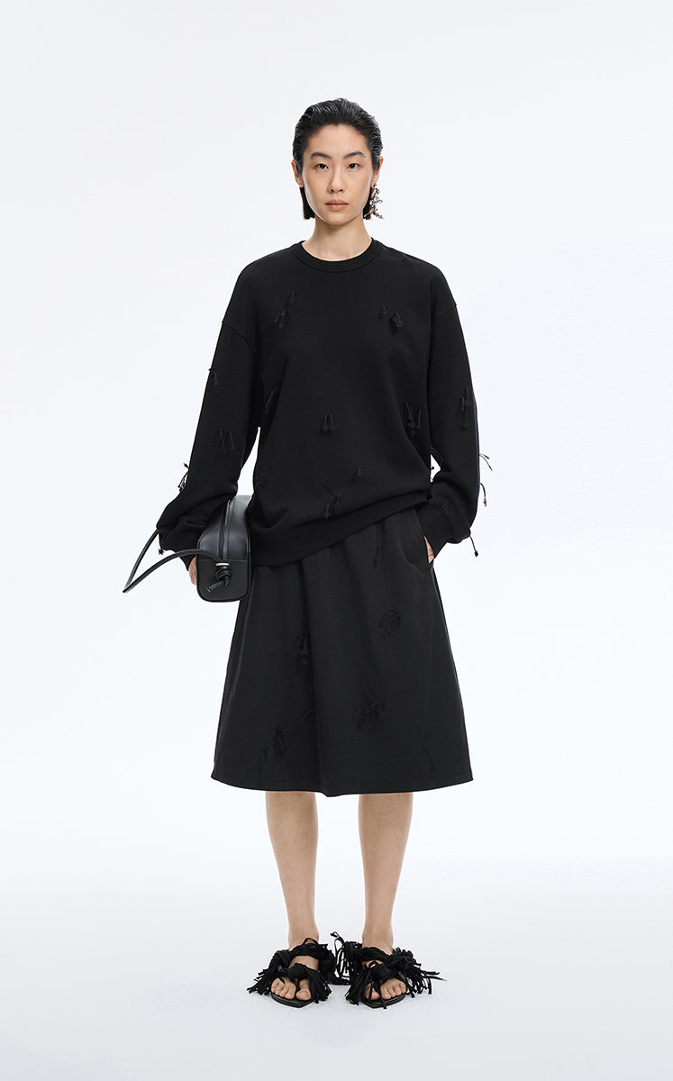 Sweatshirt / JNBY Relaxed 3D Floral Tassels Pullover