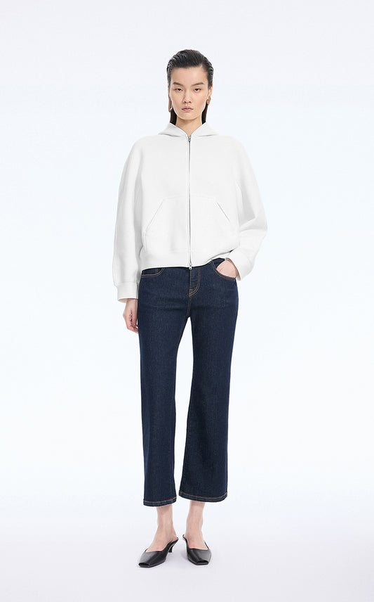 Sweatshirt / JNBY O-Shape Zip Cotton-Blend Hoodie