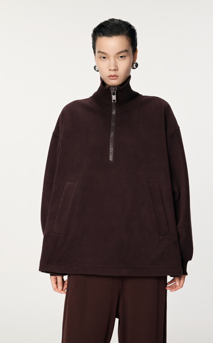 Sweatshirt / JNBY Oversized Zip-Front Pullover With Drawstring Hem