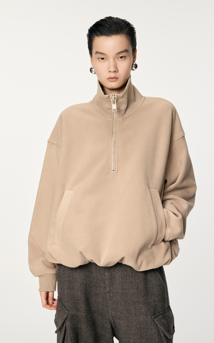 Sweatshirt / JNBY Oversized Zip-Front Pullover With Drawstring Hem