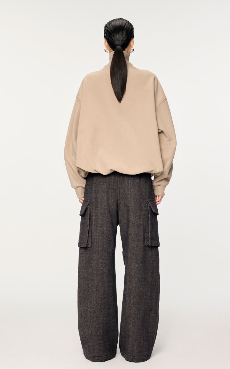 Sweatshirt / JNBY Oversized Zip-Front Pullover With Drawstring Hem